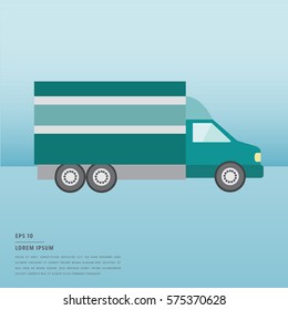 Vector of lorem ipsum text and truck on blue background