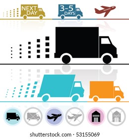 Vector Lorry/Van and Delivery Icons (each on separate layers)