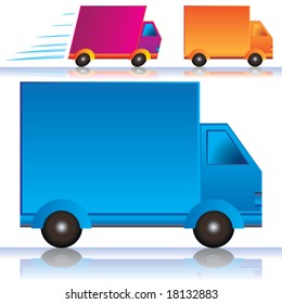 Vector Lorry/Vans Icons (Colors are easy to edit; space on side for your text or logo branding)