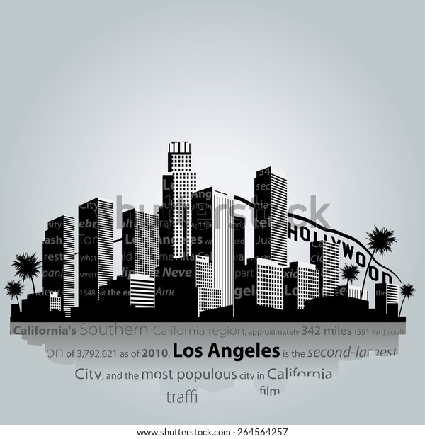 Vector Los Angeles City Silhouette Stock Vector (royalty Free) 264564257