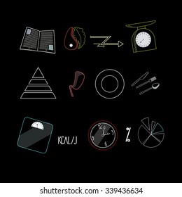 vector lose weight objects icon set