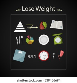 vector lose weight objects icon set