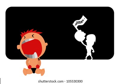Vector - The loser.The baby is crying because he is the loser of boxing.