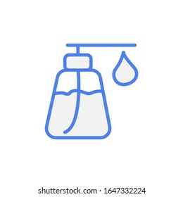 Icono de botella de loción vectorial. Plantilla de símbolo de diseño de esquema rellena para sitio web de barbershop o aplicación móvil