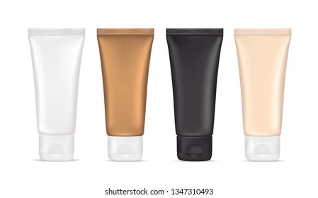 Vector lotion tube. Plastic cosmetic container. Package design, blank cream mockup template. 3d illustration isolated on white background