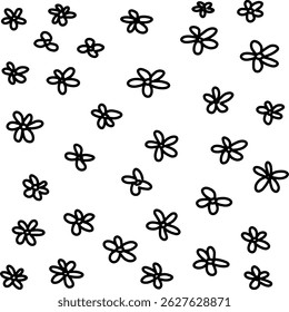 Vector lots of flowers. You can color a colored pencil or colored paint. White background on black lines.