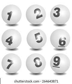 Vector Lottery / Bingo Number Balls White Set