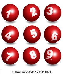 Vector Lottery / Bingo Number Balls Red Set