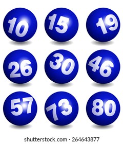 Vector Lottery / Bingo Number Balls Blue Set