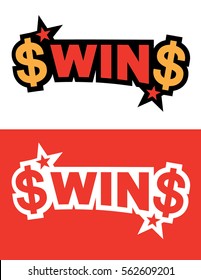 Vector Lottery 'Win' Emblem in Color and Reverse