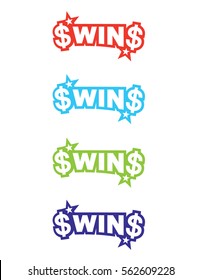 Vector Lottery 'Win' Emblem in Various Colors