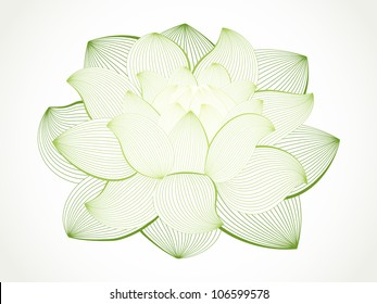 Vector lotus flower isolated on white, line drawing