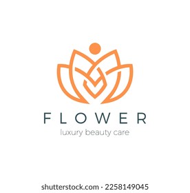 vector lotus flower logo icon in linear style