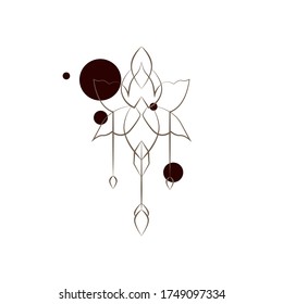 Esquema de flor de loto vectorial sobre fondo blanco.Ilustración vectorial. El contorno de una flor. Tatuaje. Minimalismo.
