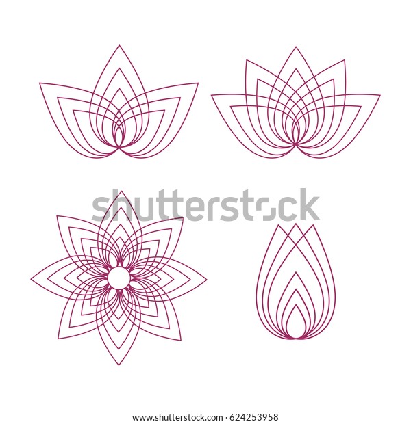 Download Vector Lotus Flower Outline Set On Stock Vector (Royalty ...
