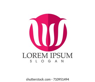 Vector - Lotus Flower Sign for Wellness, Spa and Yoga. Vector Illustration

