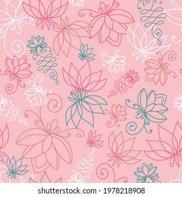 Vector Lotus flower Yoga seamless pattern background. Perfect for fabric, scrap booking, wallpapers and any visual projects. 