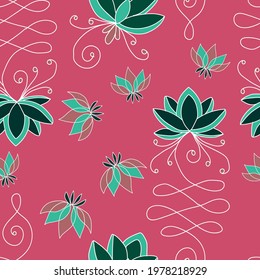 Vector Lotus flower Yoga seamless pattern background. Perfect for fabric, scrap booking, wallpapers and any visual projects. 