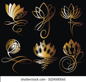 Vector lotus flowers design for spa, yoga class, hotel and resort