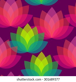 Vector lotus flowers pattern. Oriental background. Floral seamless pattern