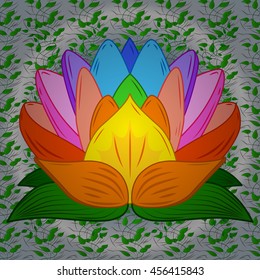 Vector lotus flowers pattern. Oriental background. Floral seamless pattern.