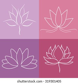 vector lotus flowers silhouettes  design for spa, yoga studio, hotel.