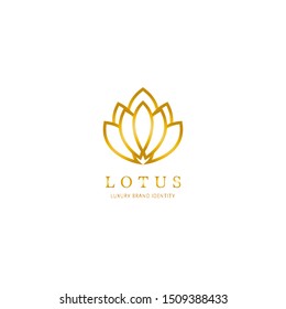 Vector lotus icon on grey background. Calm logo