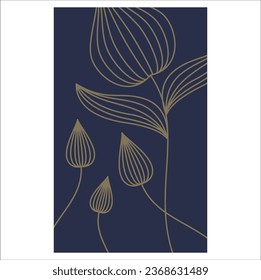 El loto vectorial deja fondo de fondo de fondo botánico moderno, art deco. Diseño de líneas para el diseño interior, patrones textiles, texturas, carteles, paquetes, envolturas, regalos, etc. Eps 10