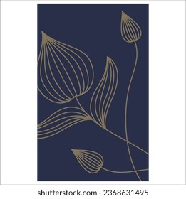 El loto vectorial deja fondo de fondo de fondo botánico moderno, art deco. Diseño de líneas para el diseño interior, patrones textiles, texturas, carteles, paquetes, envolturas, regalos, etc. Eps 10