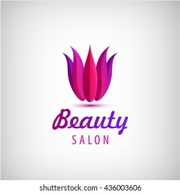 Vector lotus logo, spa ans salon icon, beauty salon identity. 3d floral red logotype