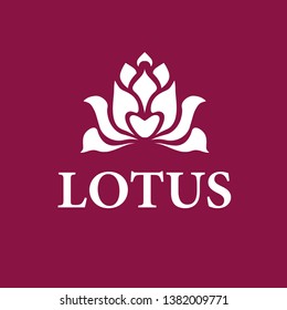 Vector Lotus logo template Design on red background. Creative modern flower emblem, for icon.