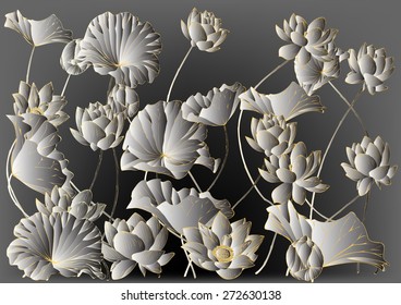 Vector lotus paintings graphics backgrounds and text