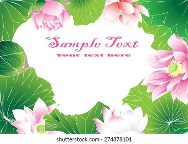 Vector lotus paintings stripes background graphics and text