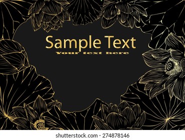 Vector lotus paintings stripes background graphics and text