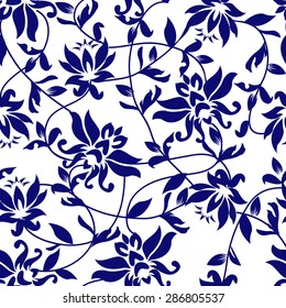  Vector lotus - seamless pattern - Illustration. Beauty Background with a blue lotus.