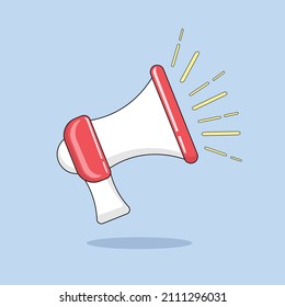 Ilustración del altavoz vectorial. Elemento de diseño plano. Altavoz aislado al estilo de las caricaturas. Comunicación, medios sociales, concepto propagandístico, etc.