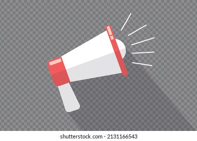 Ilustración del altavoz vectorial. Elemento de diseño plano. Megáfono aislado de diseño plano. Comunicación, medios sociales, concepto propagandístico, etc.