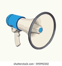 Vector loudspeaker isolated on white background. Hand megaphone. Vector illustration.