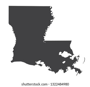 Vector Louisiana Map silhouette. Isolated vector Illustration. Black on White background.