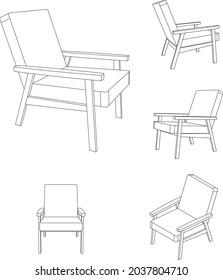Vector lounge armchair outline illustration