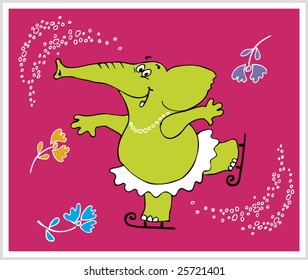 Vector. Lovable green elephant.