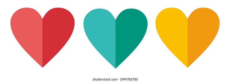 vector love with 3 different colors red, blue and yellow
