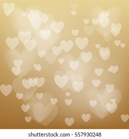 Vector love abstract background. Shiny hearts bokeh light Valentine's day.
