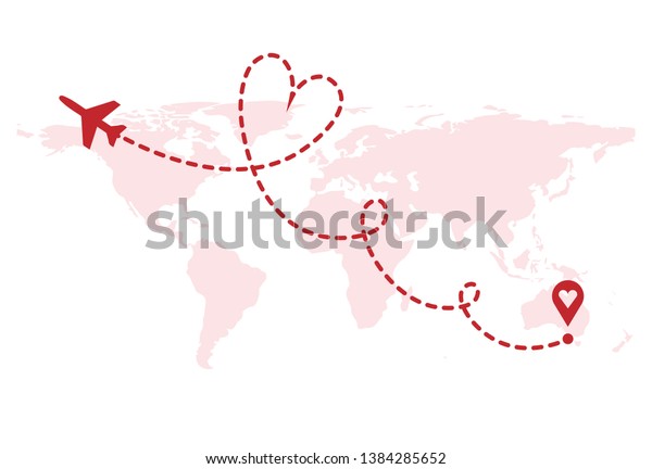 Vector Love Airplane Route Air Plane Stock Vector Royalty Free 1384285652 6436