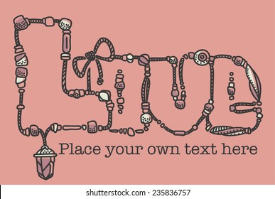 vector love background in boho chic style