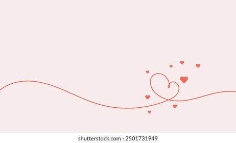 Vector love background for Happy Women's, Mother's, Valentine's Day, birthday greeting card design. Simple line love background with text space.