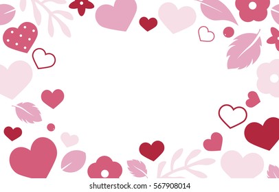 Vector love background with hearts and flowers. Creative design for party invitation, greeting card, poster and banner