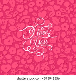 Vector love background with hearts and flowers. Creative seamless pattern design for gift wrapping paper, party invitation, greeting card, wallpaper or web header foreground