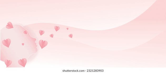 vector love background with a woman silhouette on the side