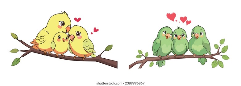 Vector of love birds in the branch 